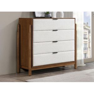 Vente-unique Ladekast met 4 lades - Boucléstof - Kleur: naturel en wit - GAMURA L 99 cm x H 102 cm x D 46.5 cm