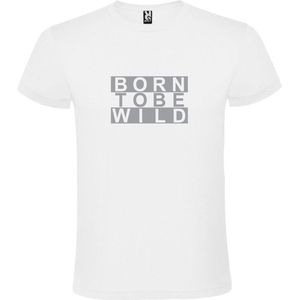 Wit T shirt met print van "" BORN TO BE WILD "" print Zilver size M