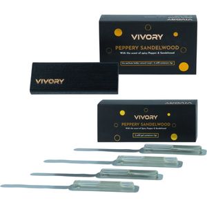 Vivory Luxe Autoparfum – Complete set inclusief drie extra refills. Peppery Sandalwood, met de geur van kruidige, zachte Sandalwood VOORDEEL AANBIEDING