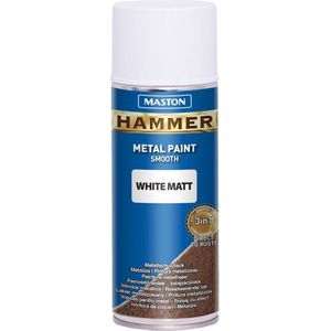 Maston Hammer - metaalverf - wit mat - smooth - spuitverf - 400 ml - spuitbus verf