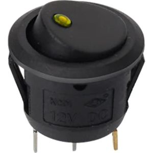 TLVX Sterke Schakelaar Rond Zwart met Oranje lampje 1 stuks – LED indicator - Wipschakelaar - Aan/Uit – Tuimelschakelaar – Oranjee LED lamp – Inbouwschakelaar - ON/OFF schakelaar – 12Volt – Max. 20A – 21mm Diameter – Auto – Boot – Caravan – Camper