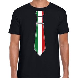 Bellatio Decorations Verkleed shirt voor heren - stropdas Italie - zwart - supporter - themafeest XL