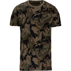 T-shirt Heren 3XL Kariban Ronde hals Korte mouw Olive Camouflage 100% Katoen