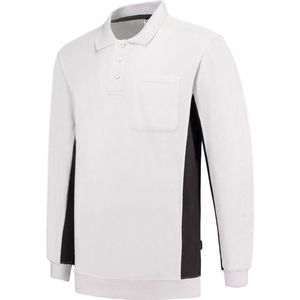 Tricorp Polo Sweater Bicolor Borstzak 302001 Wit / Donkergrijs - Maat 7XL