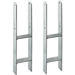 2x H-anker 121x121x5mm - Grondanker - H Paalhouder Schutting - Paaldragers staal - Pergoladrager