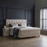 Beddenscout24 Boxspring bed met opbergruimte - 160x200 cm - Beige - Opbergbed Azura Inclusief 30 cm matras en topper HR- Koudschuim