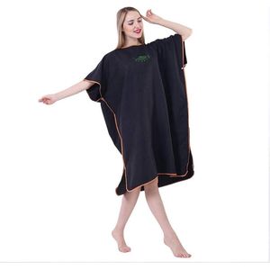 Surf Poncho Changing Aid - Quick-Drying Microfibre Bathrobe for Women Men and Children - 90 x 110 cm (Black)