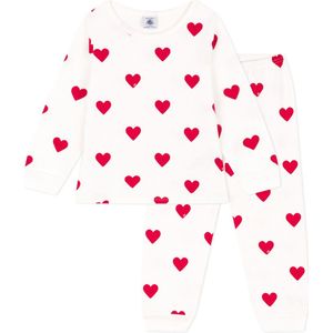 Petit Bateau Kinderpyjama van molton met hartjesprint Meisjes Pyjamaset - Maat 116