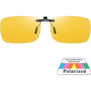 Fako Sunglasses® - Clip On Voorzet Zonnebril Metal - Overzet Clip-on - Polariserend - Polarized - Medium - 135x40mm - Night Vision - Geel