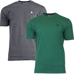 2-Pack Donnay T-shirt - Sportshirt - Heren - Charcoal marl/Forest Green - maat XL