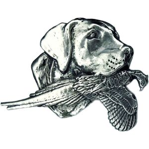 Labrador retriever Hanger met Fazant in de bek -merk COOLDOG™ in massief Zilver