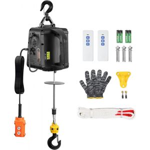 3 in 1 elektrische lier 498,95 kg draagvermogen kabeltakel hefsnelheid ≥4 m/min motorlier 7 m hefhoogte kabeltakel 1500 W kabeltakel 3 bedieningsmodi handmatig/bedraad/draadloos