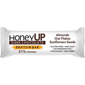 HoneyUp Energy Snack Dark Chocolate met Havervlokken en Zonnebloemzaad 40gr 12 stuks | Proteine Repen 14,8 koolhydraten