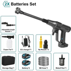 Hogedruk Auto Wasmachine - Hogedruk Waterpistool - Hogedrukreiniger - Hogedrukspuit - Draadloze - 200Bar - Auto-Wasser - Brushless - 6IN1 - 18V - 2 Batterij - Zwart
