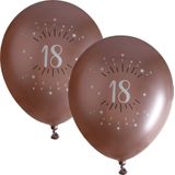 Santex verjaardag leeftijd ballonnen 18 jaar - 12x stuks - rosegoud - 30 cm - Feestartikelen