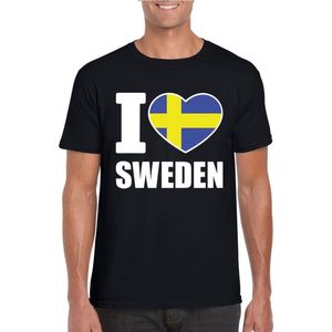 Zwart I love Zweden/ Sweden supporter shirt heren - Zweeds t-shirt heren XXL