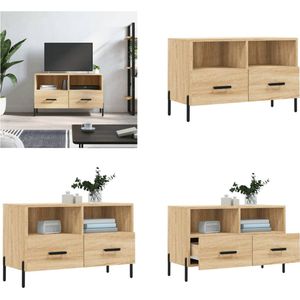 vidaXL Tv-meubel 80x36x50 cm bewerkt hout sonoma eiken - Tv-meubel - Tv-meubelen - Tv Kast - Opbergkast