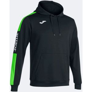 Joma Championship IV Sweater Met Kap Kinderen - Zwart / Fluo Groen | Maat: 164