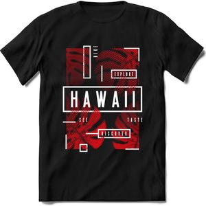 Hawaii Leafs | TSK Studio Zomer Kleding  T-Shirt | Rood | Heren / Dames | Perfect Strand Shirt Verjaardag Cadeau Maat S