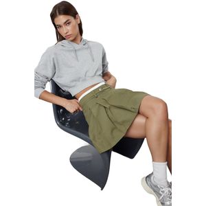 Trendyol Zwarte Geplooide Mini-Geweven Rok Met Dubbel Riemdetail Twoaw24Et00079