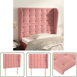 Elegant roze fluwelen hoofdbord met randen Klassieke Hoofdbord - Roze Hoofdbord - Velvet Hoofdbord - Hoofdbord Met Oren - Tweepersoons Hoofdbord