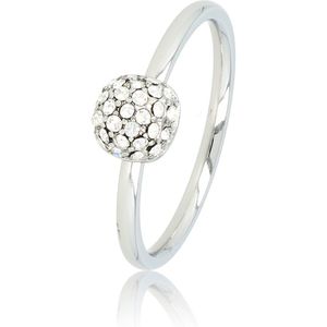 My Bendel - Mooie zilveren ring met glasstenen - Fijne ring met glasstenen, gemaakt van mooi blijvend edelstaal - Met luxe cadeauverpakking