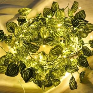 String Lights 5M 50 LED Watermeloenblad Lichtsnoer 8 Standen IP65 Waterdicht Fairy Lights voor Tuin Patio Balkon Slaapkamer Decoratie op Zonne-energie