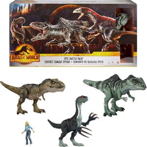 Jurassic World Dominion Epic Battle Pack - 3 dino figuren met Dr. Ellie Statler-figuur - 55 cm groot