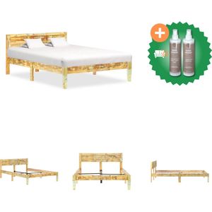 vidaXL Bedframe massief gerecycled hout 120x200 cm - Bed - Inclusief Onderhoudsset