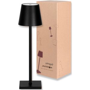 Oplaadbare Tafellamp - Tafellamp Slaapkamer en Woonkamer - Draadloze Tafellamp Voor Binnen en Buiten - Draadloze Tafellamp op Batterijen- Tafellamp Oplaadbaar - Tafellamp Zwart - 38cm