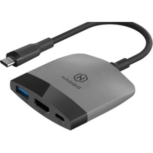 Ballinger - Hagibis - 3 in 1 - geschikt voor Switch type-C - USB-C geschikt voor Switch - USB 3.0 - HDMI - PD - geschikt voor Dock - Docking station tv -Type C tablets en mobiele telefoon - Makkelijk draagbaar - laptop - Grijs