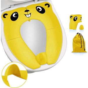 Ychee - Panda Toiletbril voor Kinderen - Opvouwbaar in opberg tasje - WC Bril Verkleinen - Zindelijkheidstraining - Wc Trainer - Handig voor onderweg - Reizen - Kleur: Geel