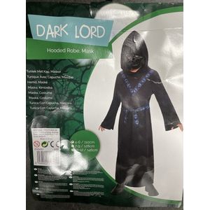 dark lord - tuniek met kap, masker - 4 tot 6 jaar - halloween - carnaval