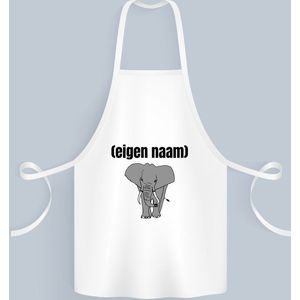 Akyol - olifant met eigen naam Keukenschort - Olifant - olifanten liefhebbers - mok met eigen naam - iemand die houdt van olifanten - verjaardag - cadeau - kado - 82 bij 71 cm