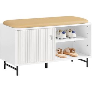 Schoenenbank - Ingangsbank - Opbergorganisator - Verstelbare planken - Stofvrije schuifdeuren - Duurzaam MDF en metaal - 85 cm x 49 cm x 37 cm
