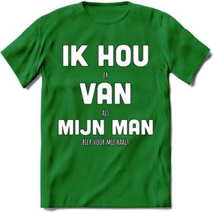 Ik Hou Van Mijn Man T-Shirt | Bier Kleding | Feest | Drank | Grappig Verjaardag Cadeau | - Donker Groen - XL