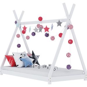 vidaXL - Kinderbedframe - massief - grenenhout - wit - 70x140 - cm