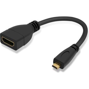 WiseGoods Micro HDMI Male to HDMI Female - Video Converter Adapter Kabel - 15 CM - Zwart