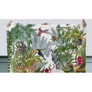 Tafelkleed - Tafellaken - 120x120 cm - Jungle - Natuur - Jongens - Meisjes - Kinderen - Zebra - Flamingo - Binnen en Buiten