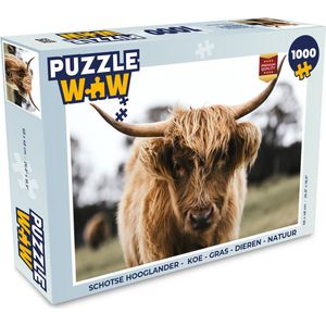 Puzzel Schotse Hooglander - Koe - Gras - Dieren - Natuur - Legpuzzel - Puzzel 1000 stukjes volwassenen