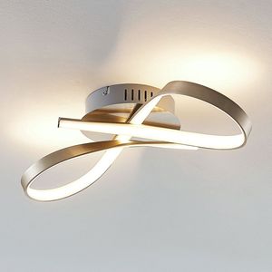 Lindby - LED plafondlamp - 1licht - aluminium, metaal, kunststof - H: 20 cm - mat nikkel, wit - Inclusief lichtbron