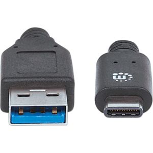 Manhattan USB-kabel USB 3.2 Gen1 (USB 3.0 / USB 3.1 Gen1) USB-A stekker, USB-C stekker 1.00 m Zwart UL gecertificeerd 3