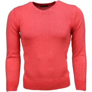 Casual Trui - Exclusive Blanco V-Hals - Roze / Rood