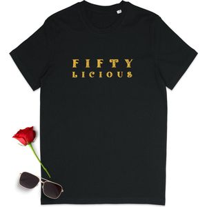 T Shirt Heren en Dames - 50 jaar - Zwart - Maat XXL