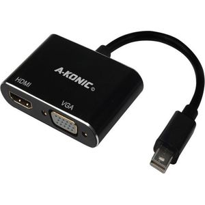 A-Konic Mini DisplayPort Naar HDMI en VGA - 2 in 1 Hub - Zwart