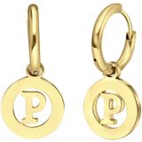 Lucardi Dames Goldplated oorbellen met letter - P - Oorbellen - Cadeau - Staal - Goudkleurig