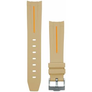 MoonSwatch horlogebandje - Crème Beige Oranje Accent - Rubber Watch strap for Omega X Swatch Speedmaster MoonSwatch