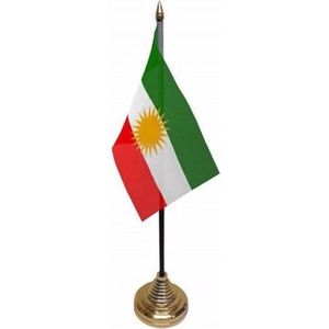 Koerdistan tafelvlaggetje 10 x 15 cm met standaard