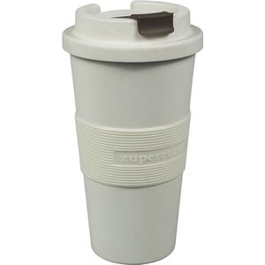 ZUPERZOZIAL - C-PLA, reisbeker, koffiebeker, coffee to go beker, TIME-OUT MUG large, coconut white, wit, 480ml