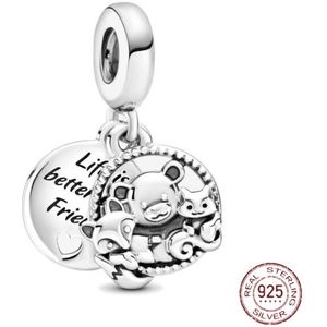 Fler® | 925 Sterling Zilver Bedels | Bosvriendjes | Past op populaire bedel armbanden | armbandbedel | Bedels Charms Beads